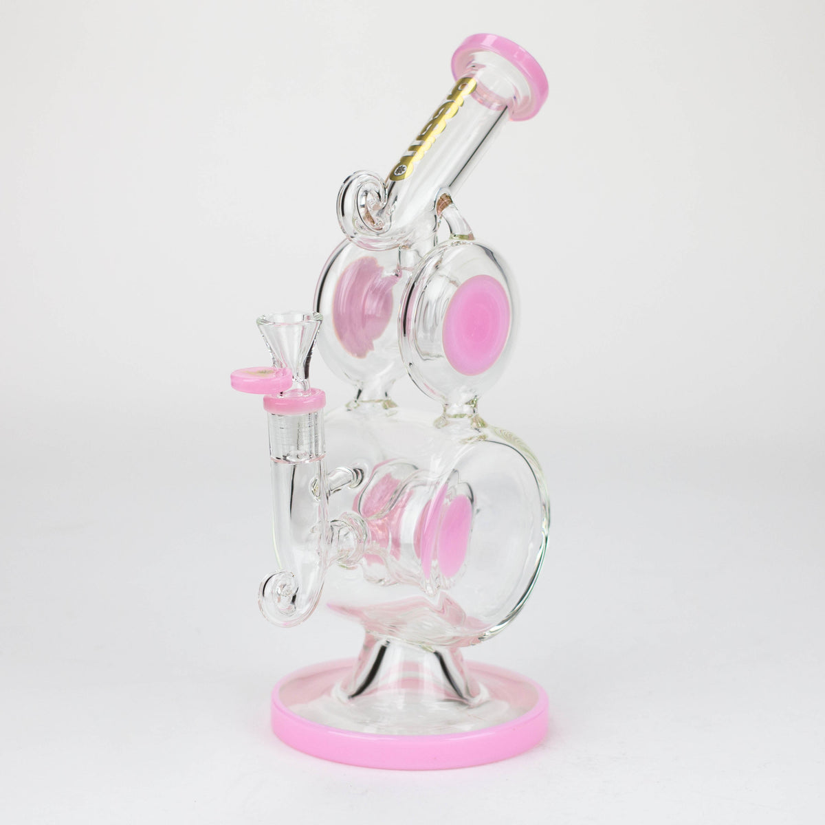 Preemo 10 inch Double Drum Pink Bubbler Bong with Percolator