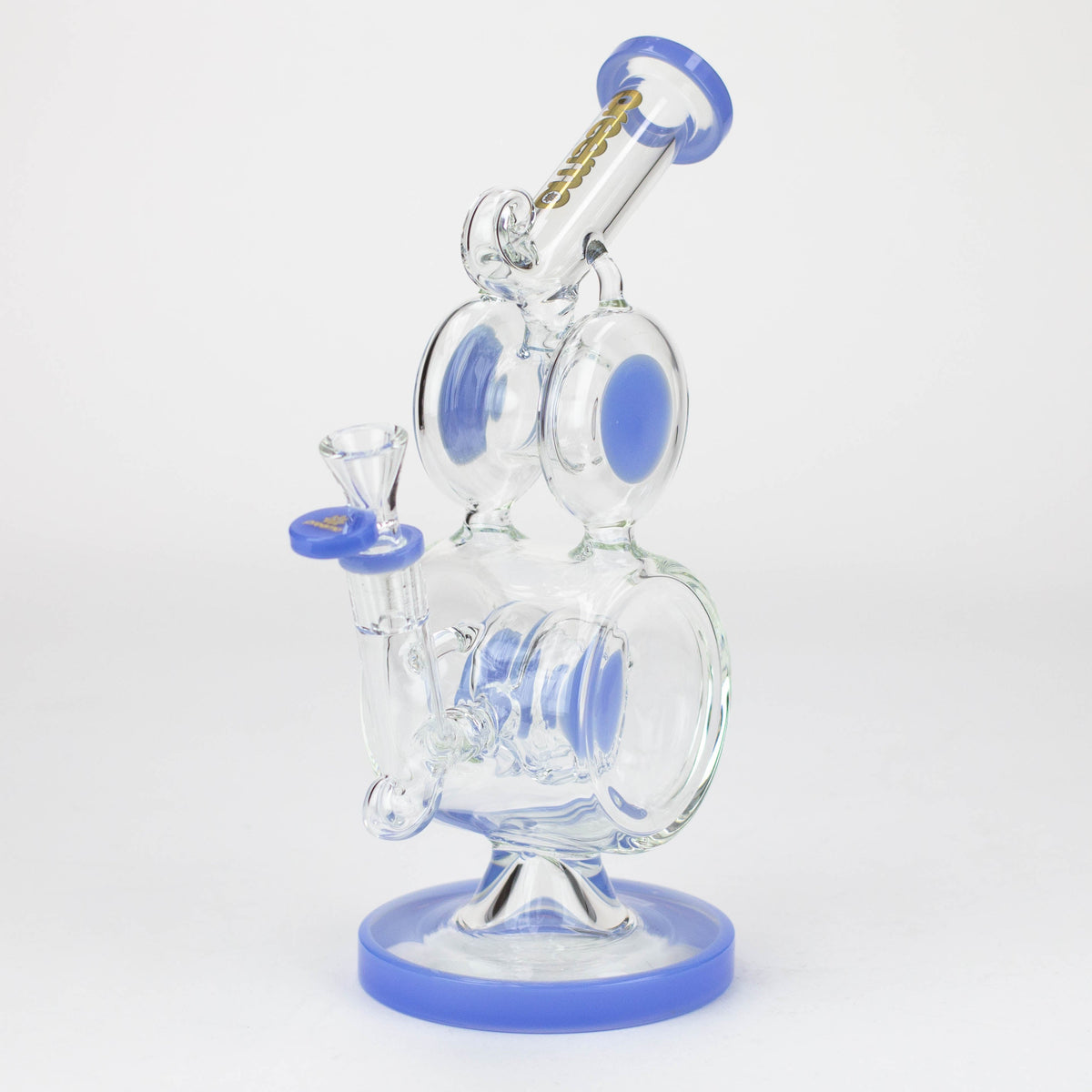 Preemo 10 inch Double Drum Blue Bubbler Bong with Percolator