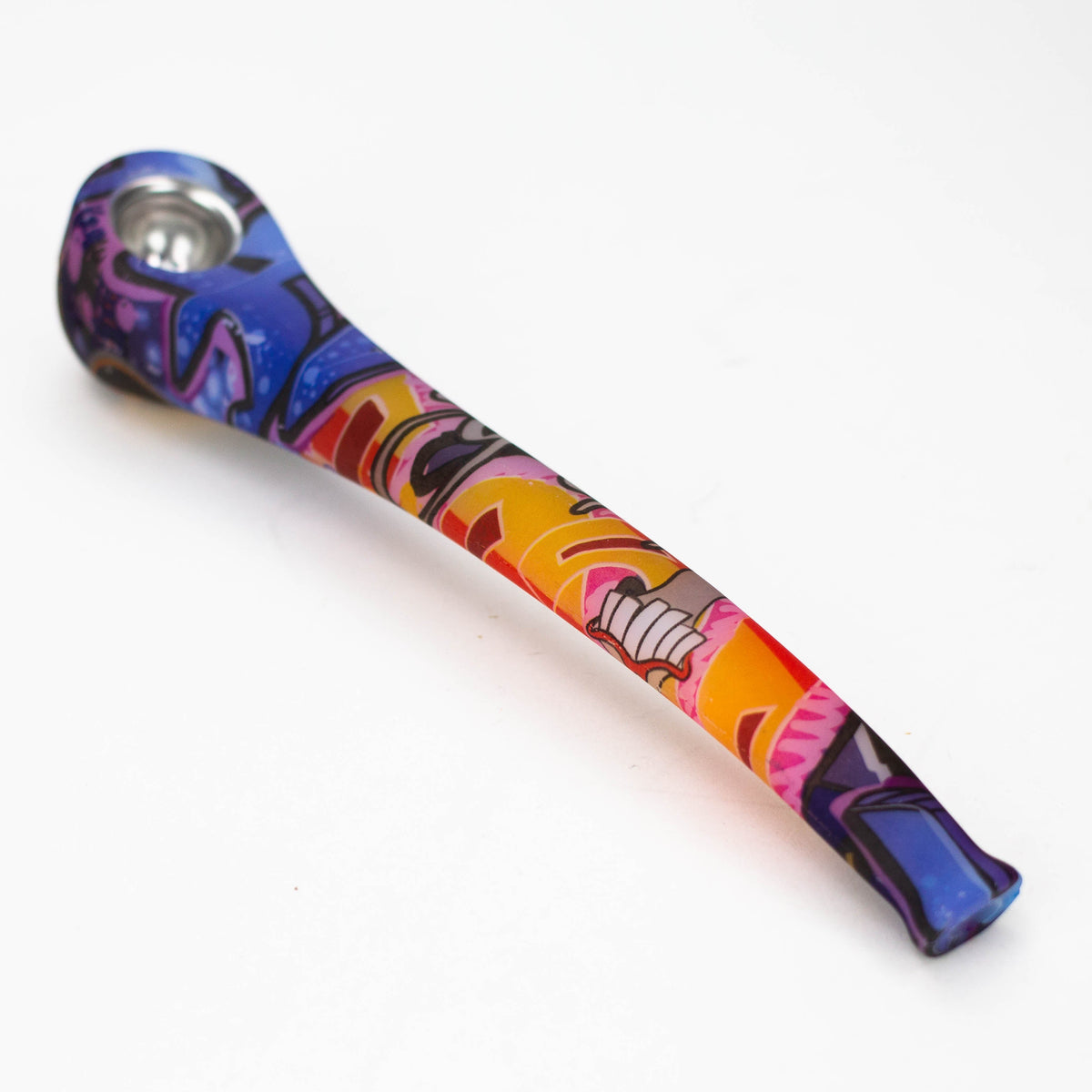 9" Silicone Graphic Hand Pipe With Metal Bowl Canada