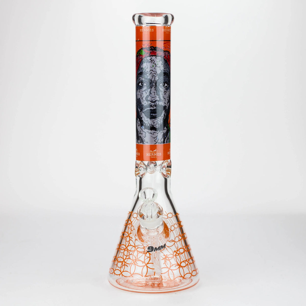 15.5"  9 mm Graphic glass water bong [GB-T-2117]_15