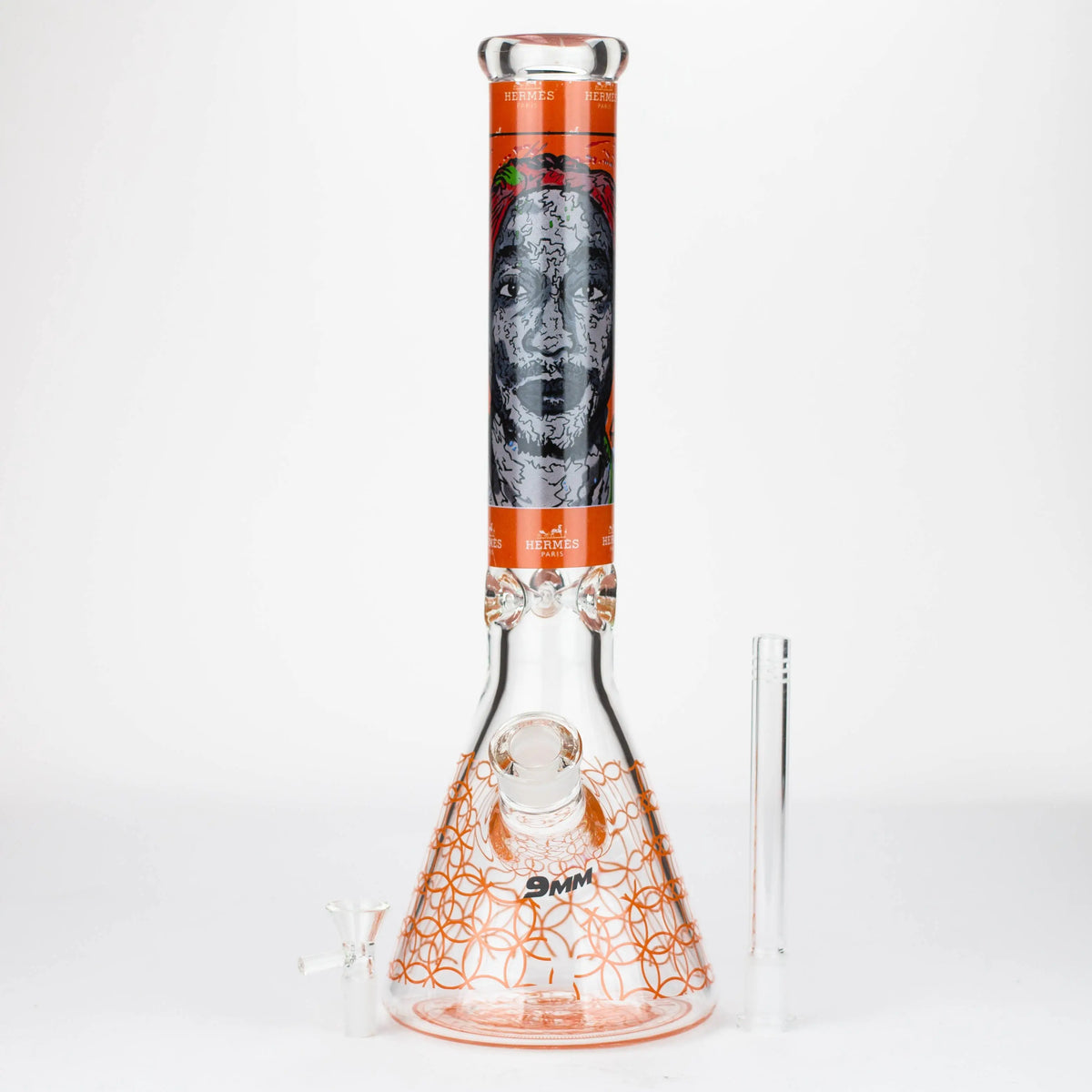 15.5"  9 mm Graphic glass water bong [GB-T-2117]_7