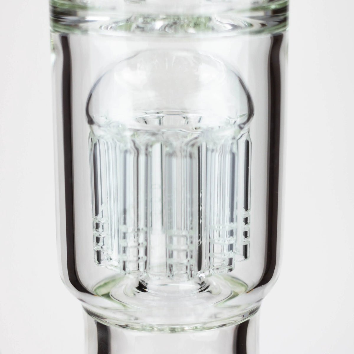 Close up view of the 19" Dual 8 Arm Percolator Bong Neck