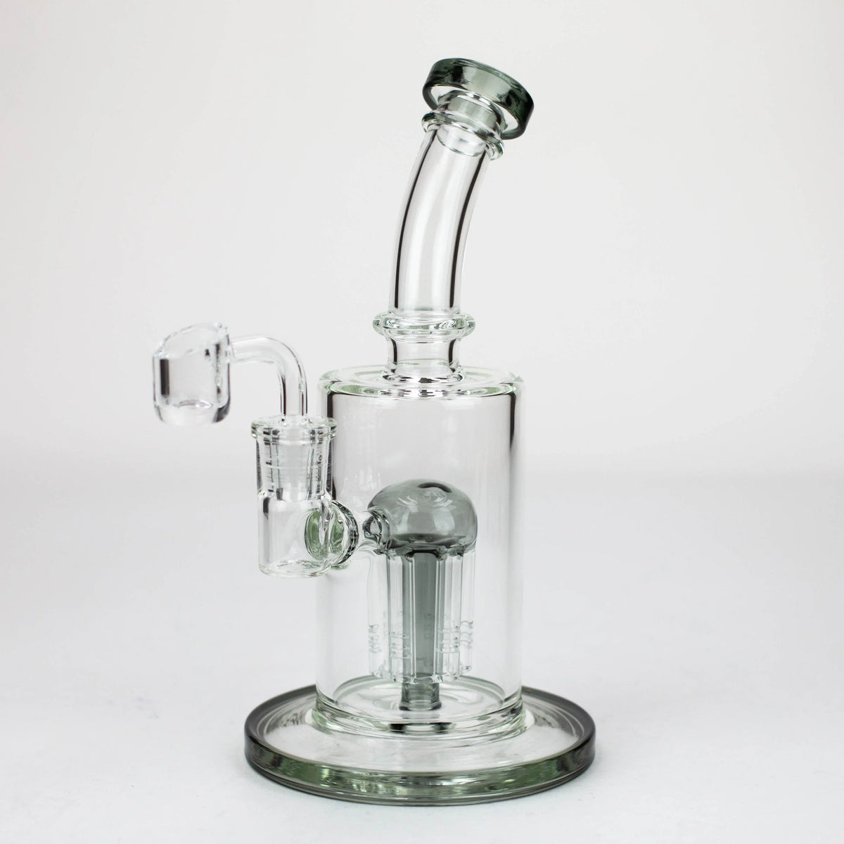 9" Dab Rig with 6-Arm Perc & Quartz Banger clear smoke side view