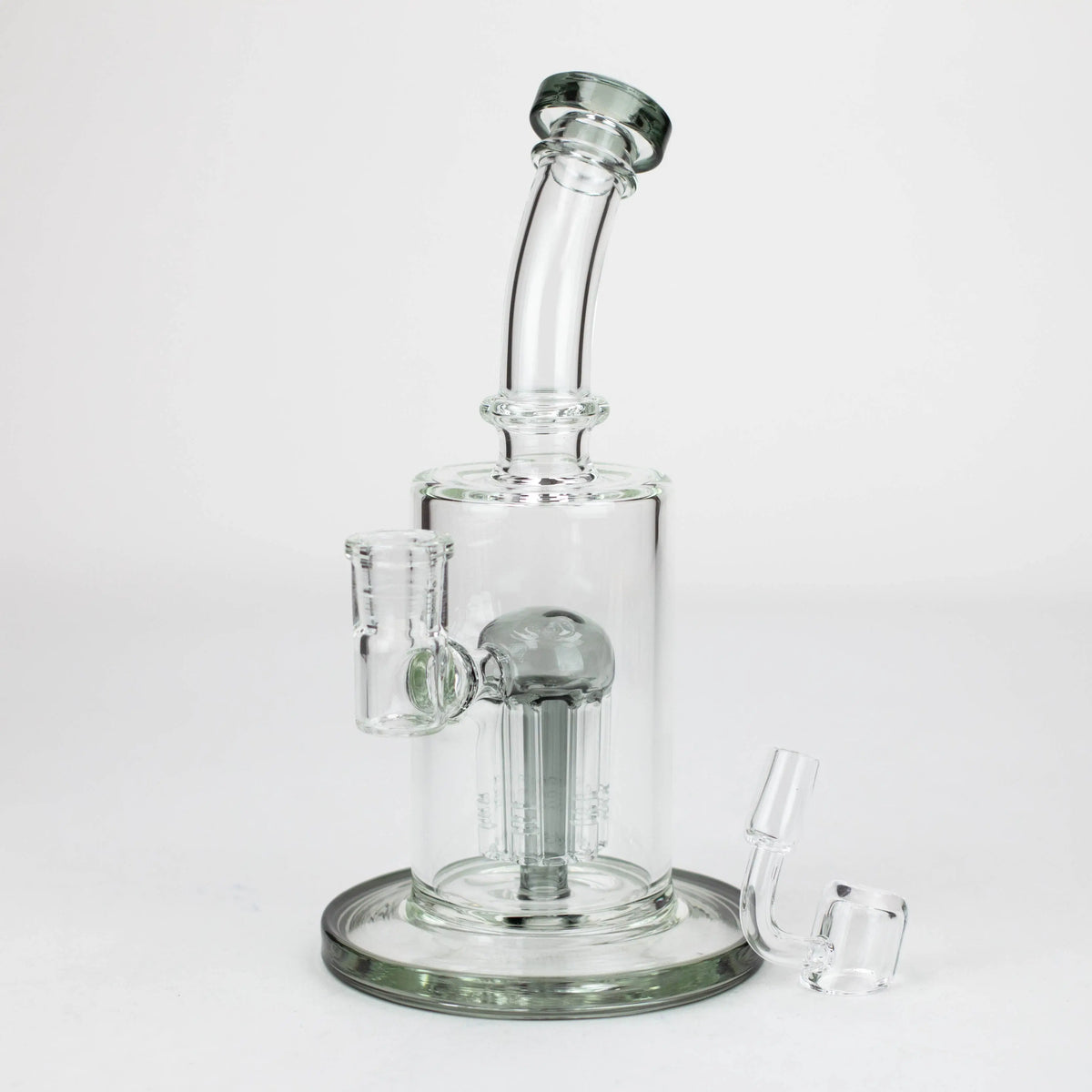 9" Dab Rig with 6-Arm Perc & Quartz Banger Clear Smoke