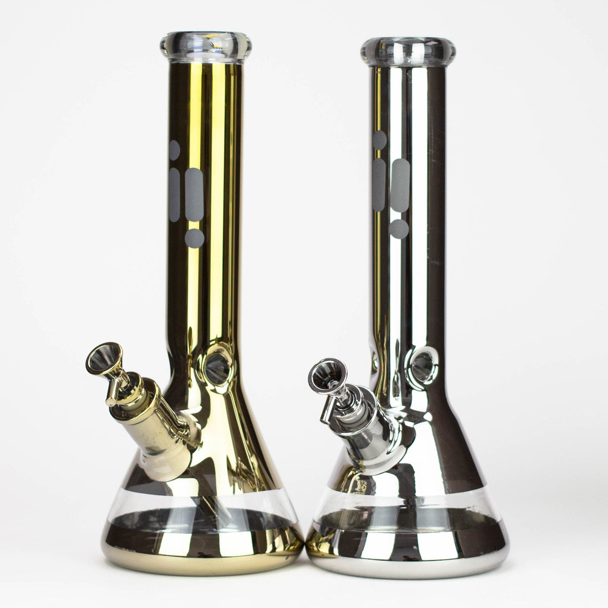 Silver And Gold Infyniti 13.5 inch Metallic Glass Beaker Bong