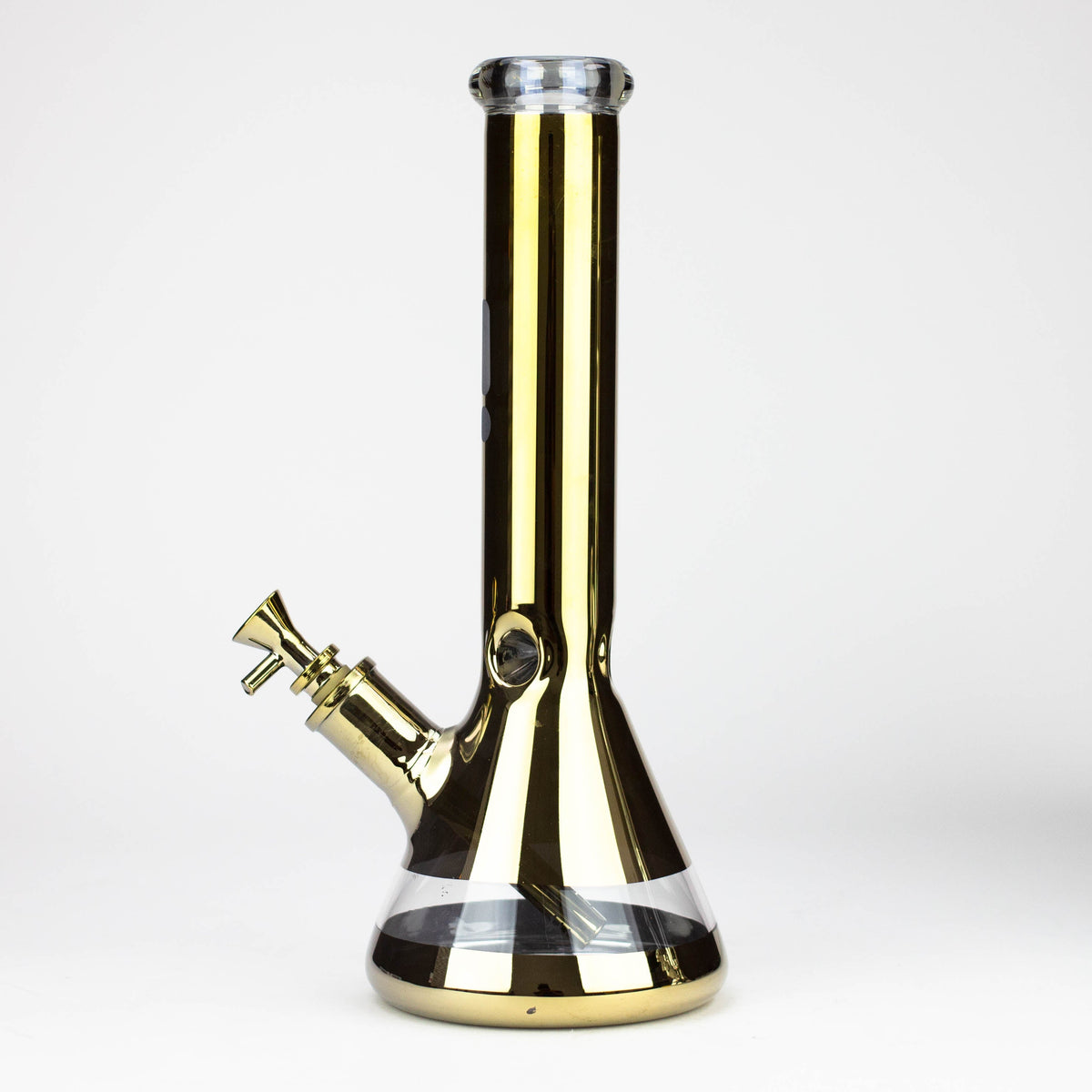 Side View of the Infyniti 13.5 inch Metallic Gold Glass Beaker Bong