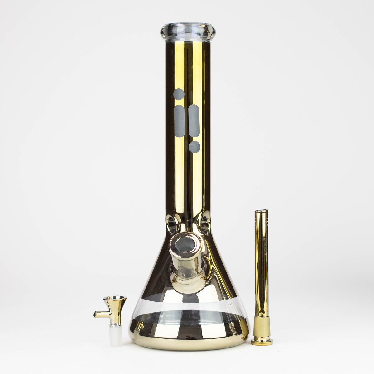 Full View of the Gold Bong from Infyniti 13.5 inch Metallic Glass Beaker Bong