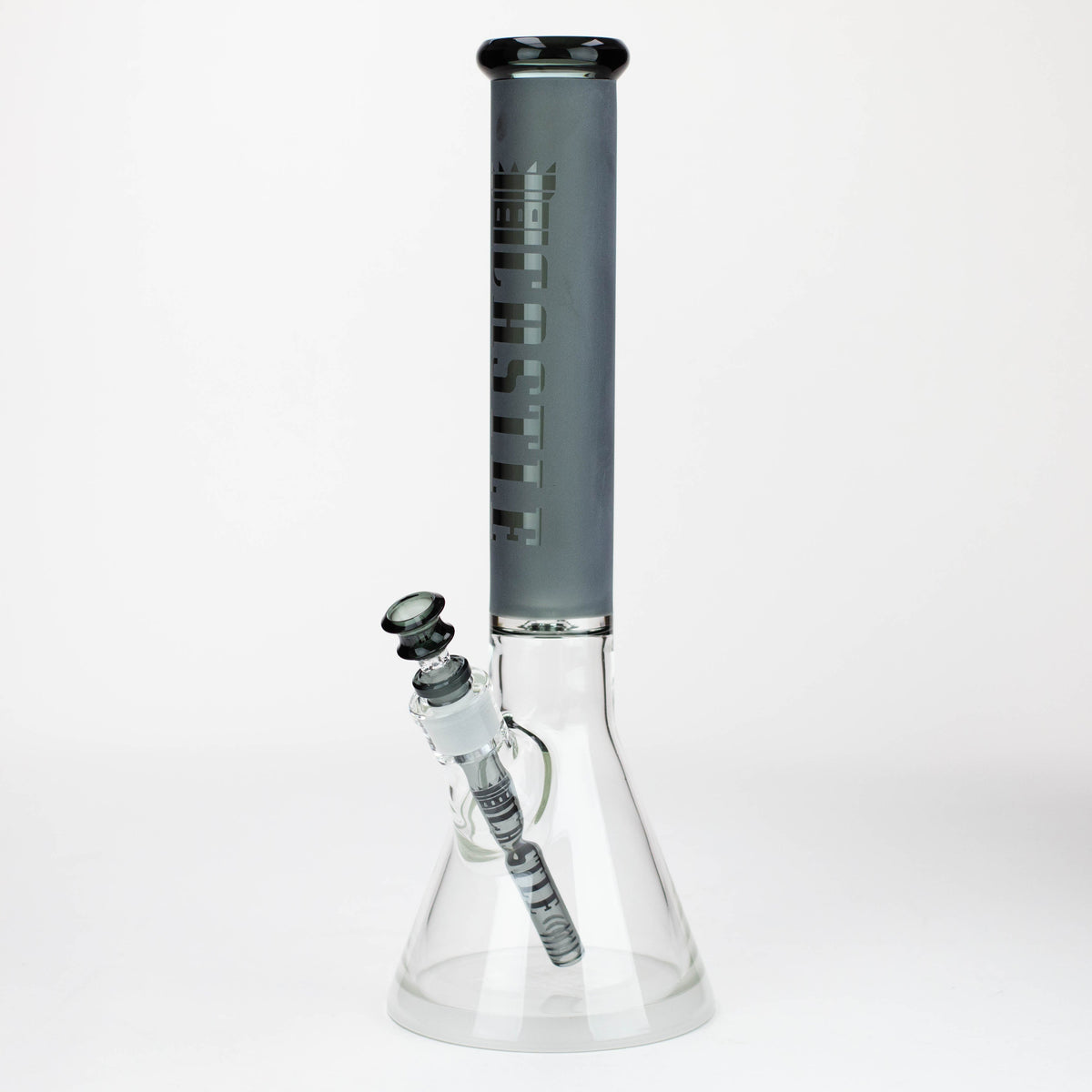 Castle Glassworks 16" Frosted Tube Beaker Bong with Bowl Piece in Gray