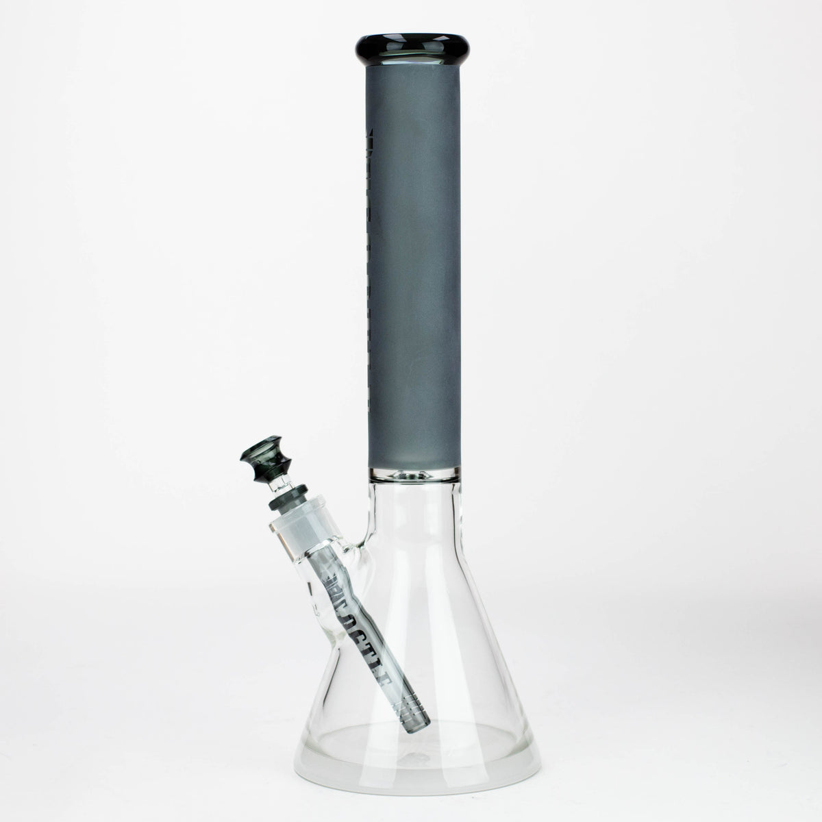 Castle Glassworks 16" Frosted Tube Beaker Bong Side View of Downstem and Bowl Piece