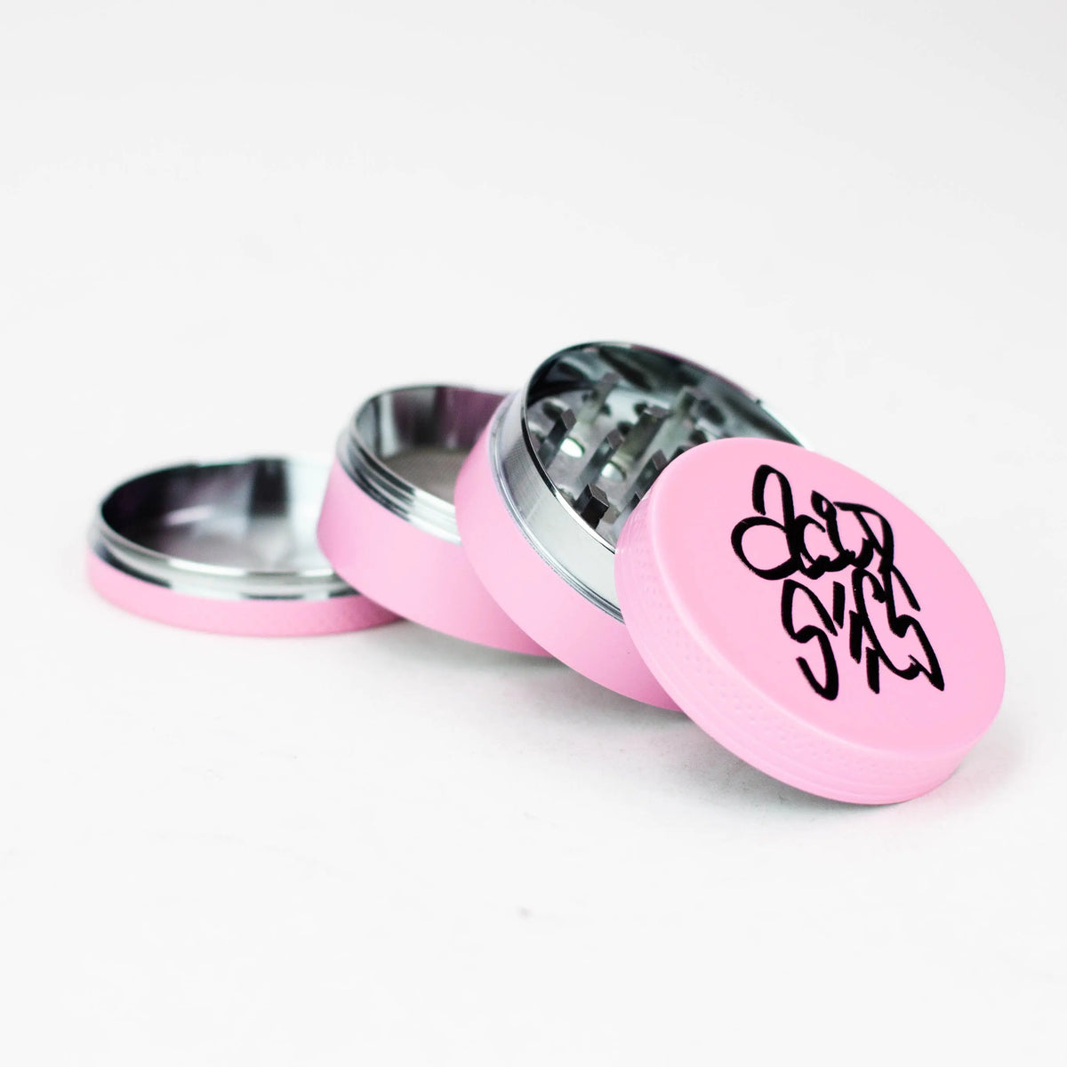 Acid Secs 4 parts 50mm Glow-in-the-Dark Pink metal herb grinder_4