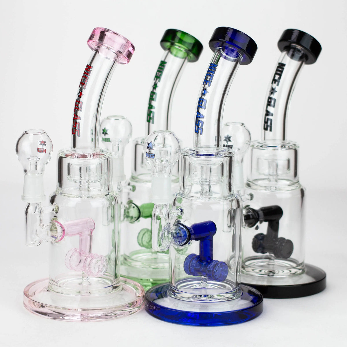 Nice Glass 9 inch Double Wheel Perc Dab Rig