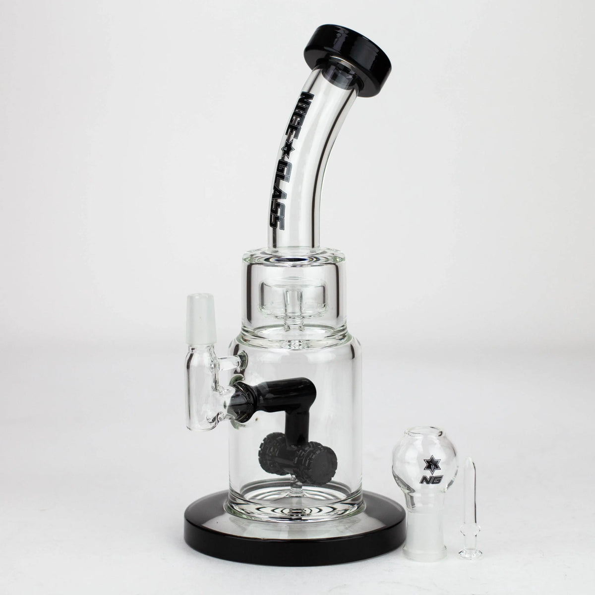 Nice Glass 9 inch Dab Rig with Double Wheel Percolator