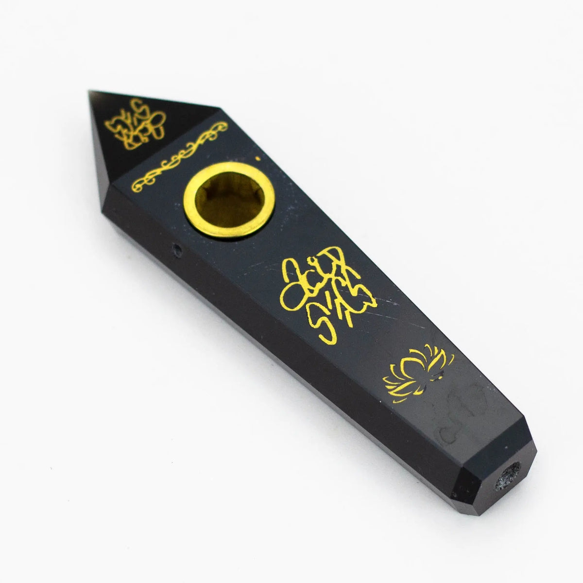 Acid Secs Golden Engraving Stone Pipe - Black - Canada