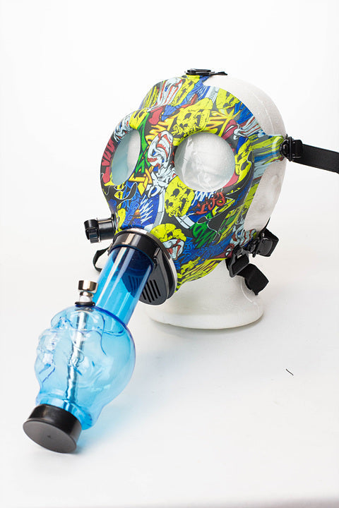 Full face graphic Silicone Gas Mask with acrylic bong_1