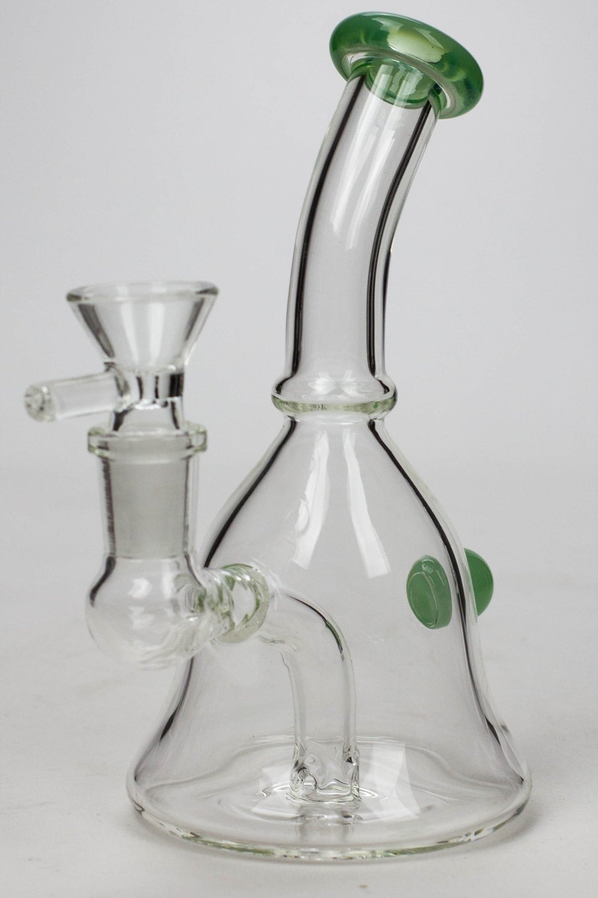 6" 2-in-1 fixed 3 hole diffuser bell dab rig in green