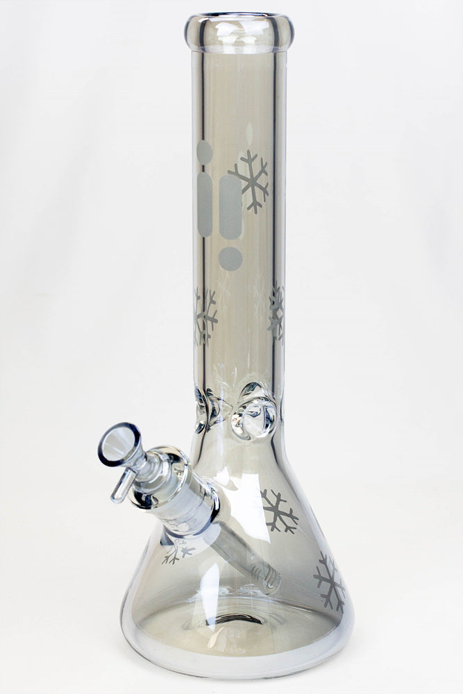 Infyniti 14" Snowflake Clear Glass Bong Front View