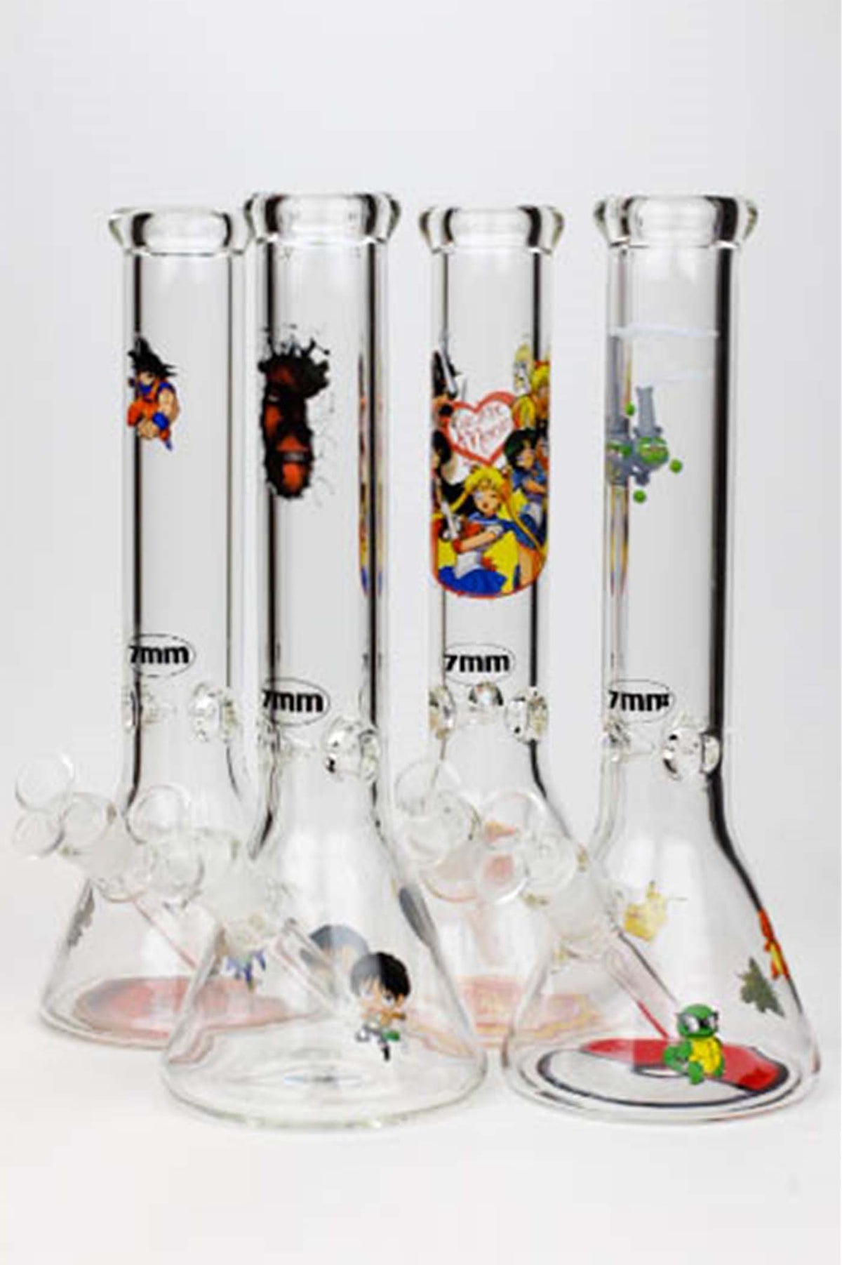 13.5" Cartoon 7 mm glass water beaker bong_0