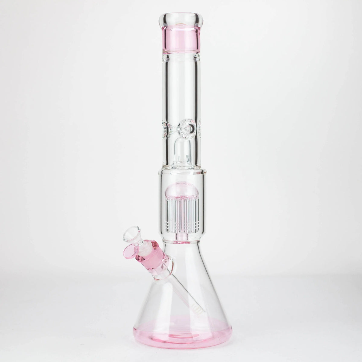 Side View of the pink 8-Arm Tree Perc Beaker Bong