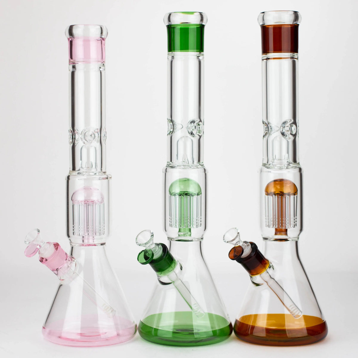 Three 8-Arm Tree Perc Beaker Bongs