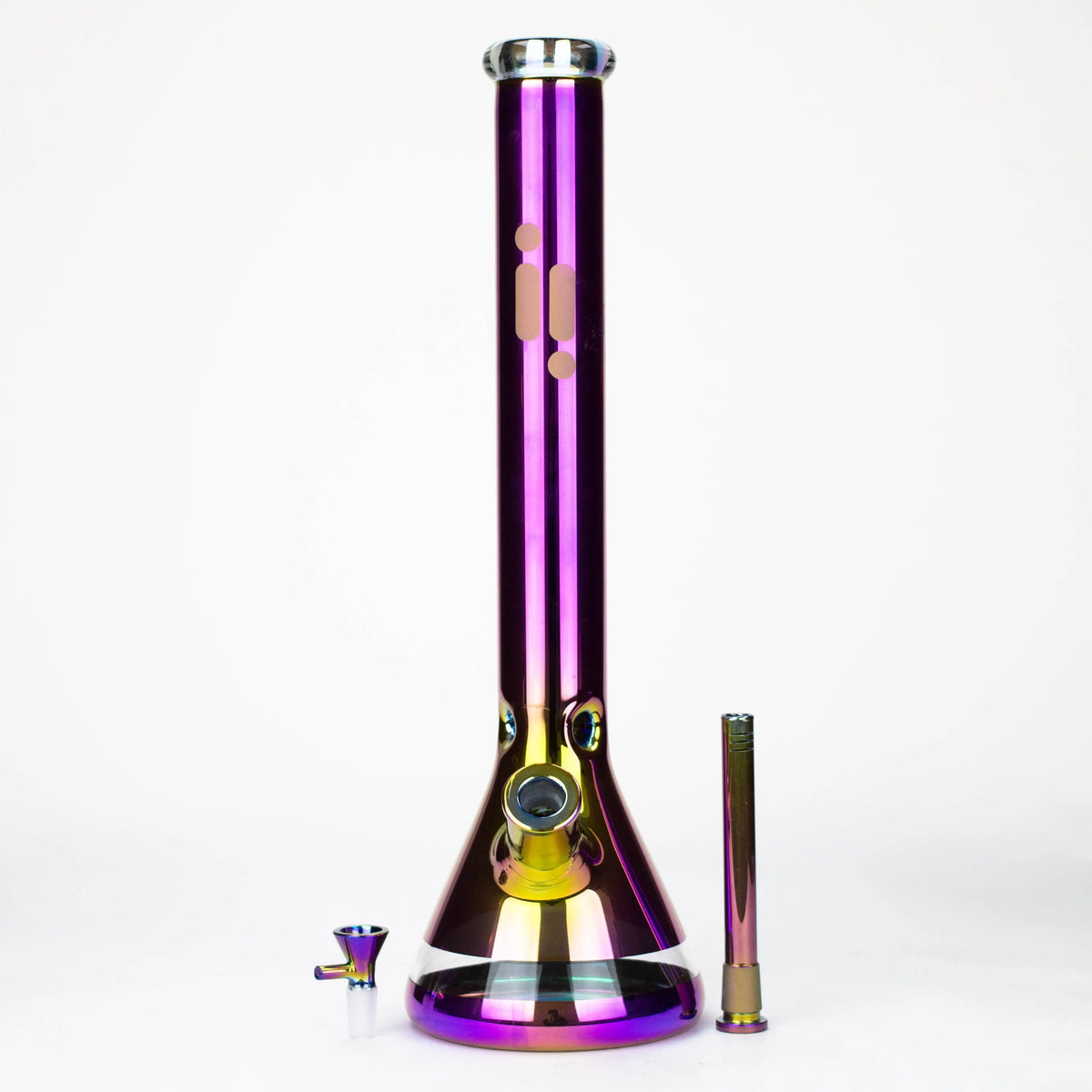 Infyniti 18-Inch Electroplated Glass Bong in Rainbow Color with bowl piece and downstem