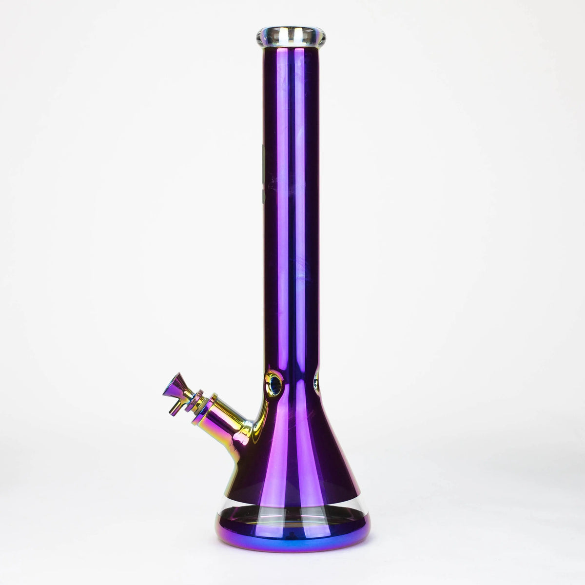 Side View of the Infyniti 18-Inch Electroplated Glass Beaker Bong in Rainbow