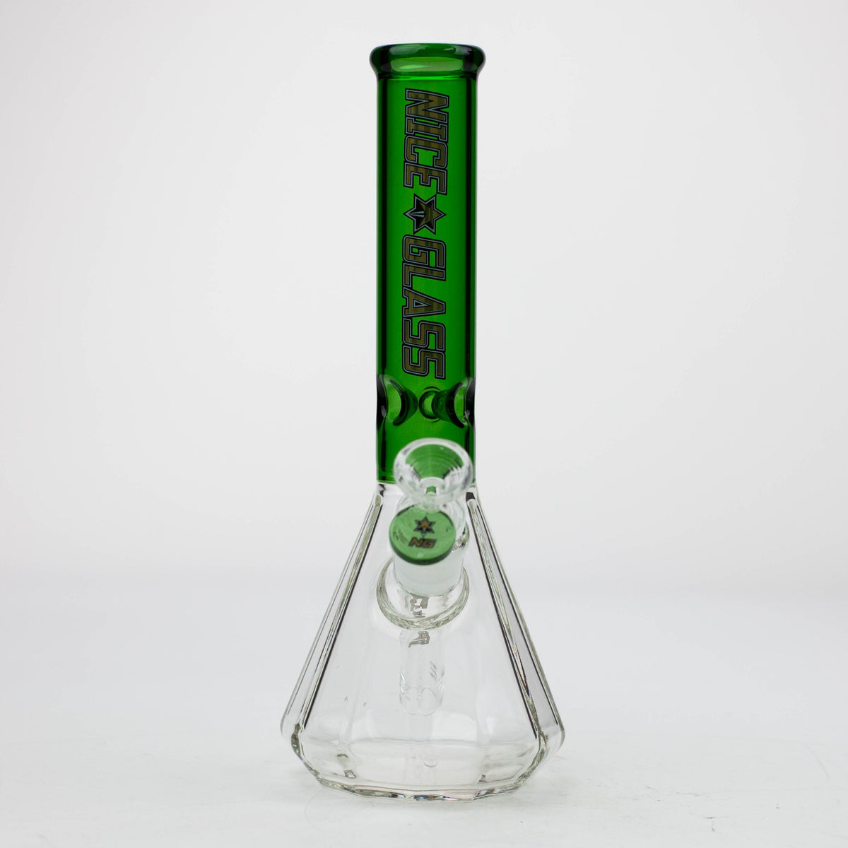 Front View of the 11 Inch 12 Sided Pyramid Beaker Bong from Nice Glass