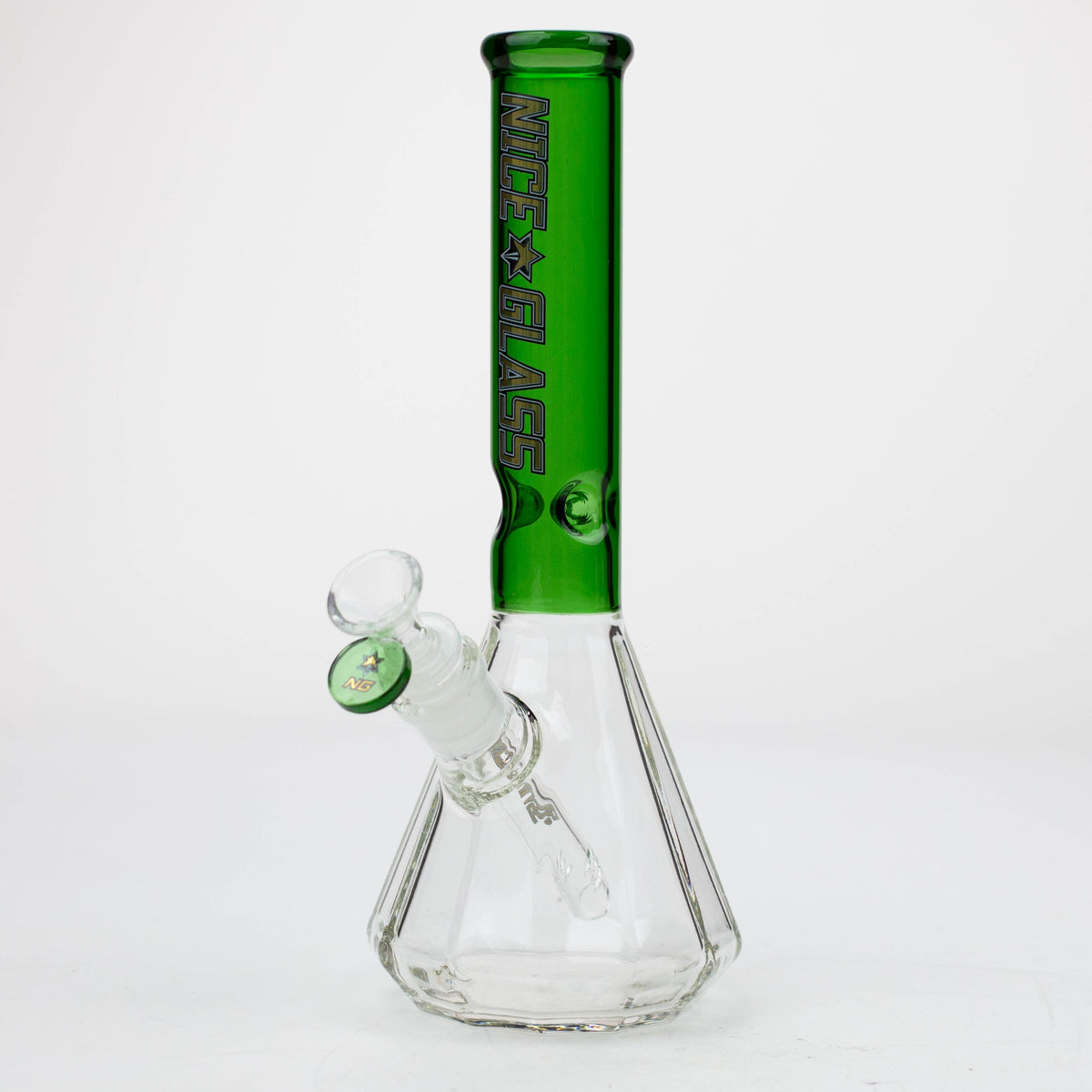 11 Inch 12 Sided Green Pyramid Beaker Bong from Nice Glass