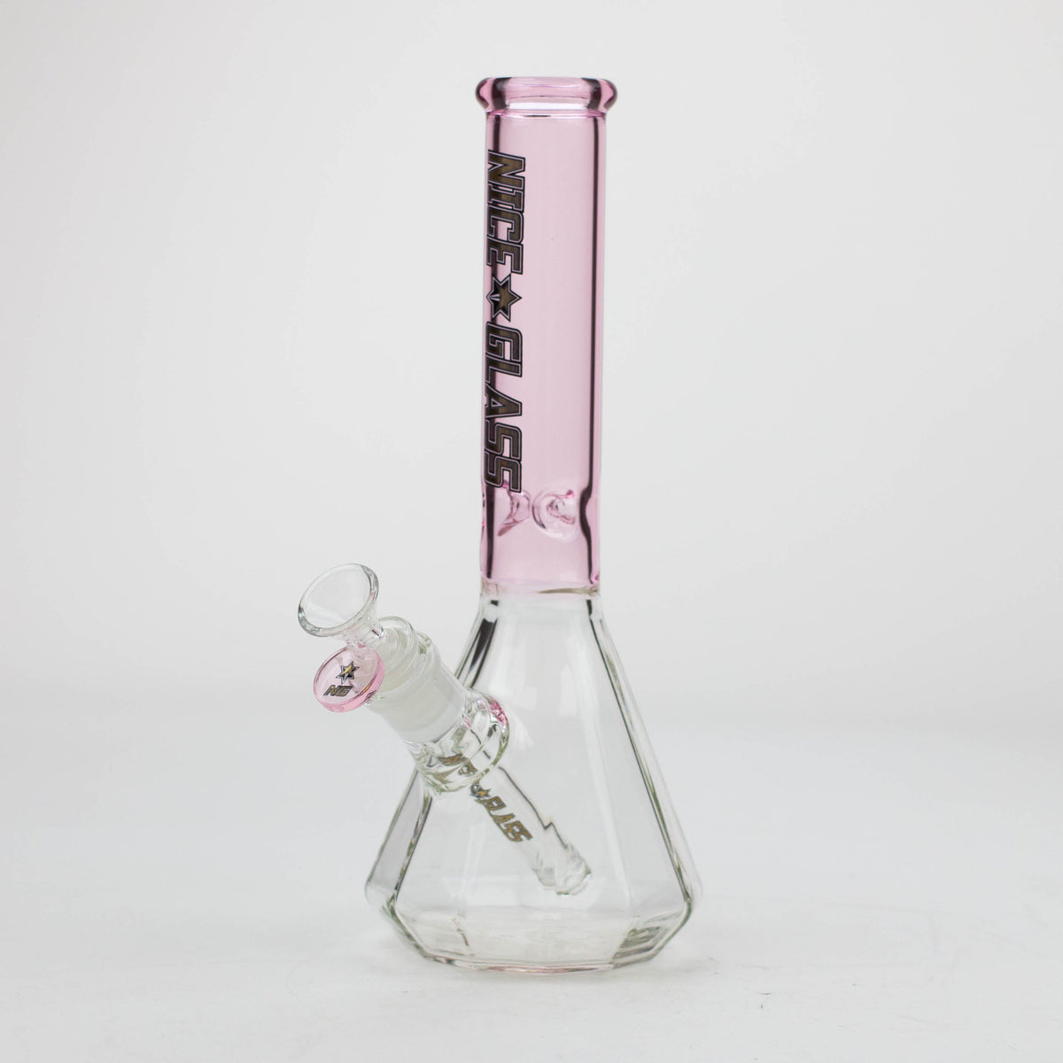 11 Inch 12 Sided Pink Pyramid Beaker Bong from Nice Glass