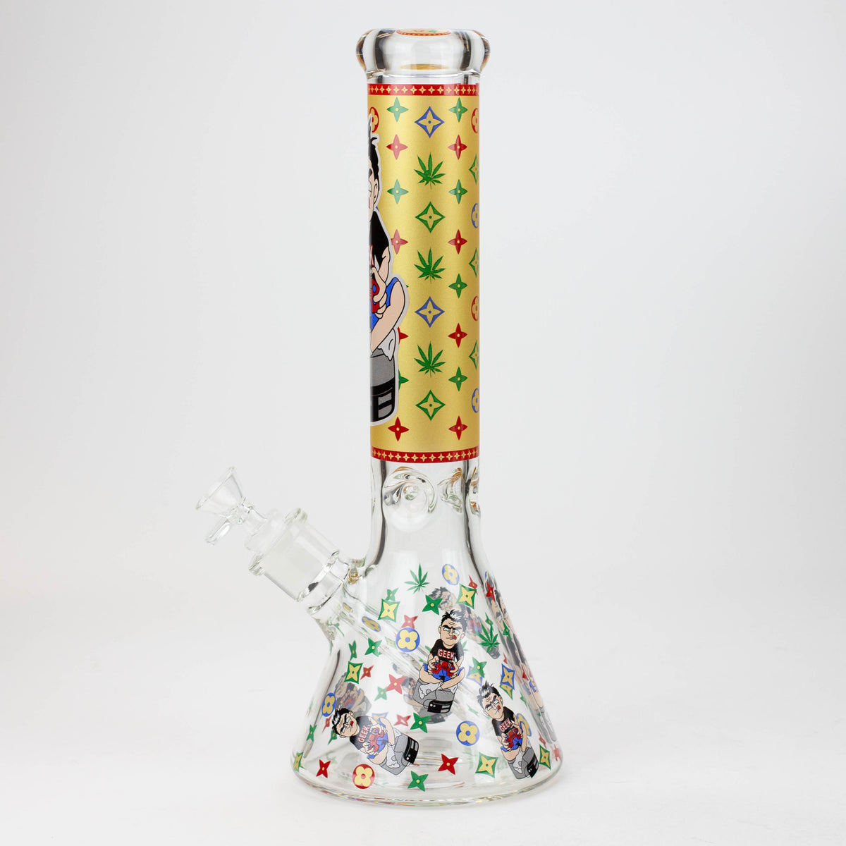 14" Dope Squad Cartoon Glass Bong Side View