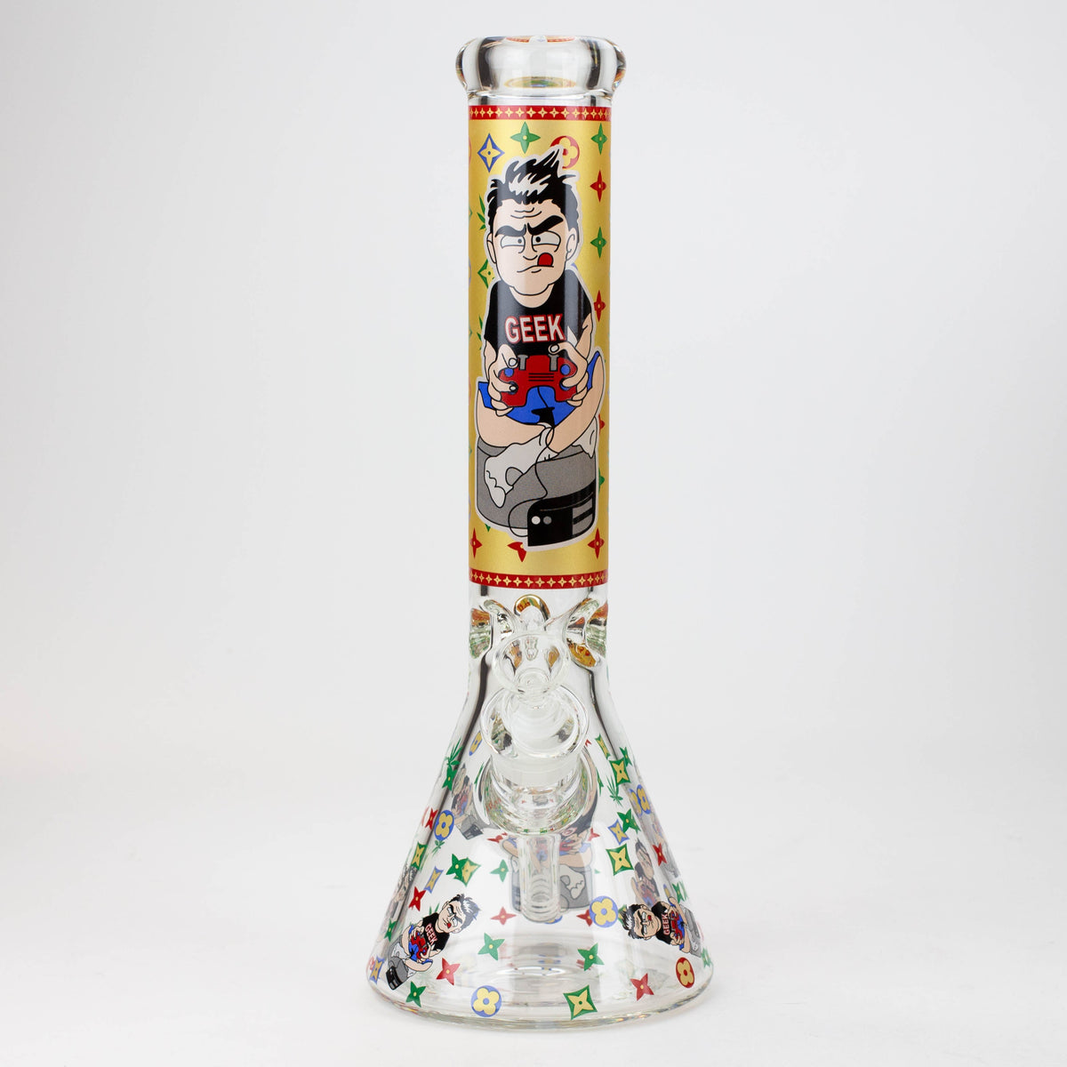 14" Dope Squad Cartoon Glass Bong Front View