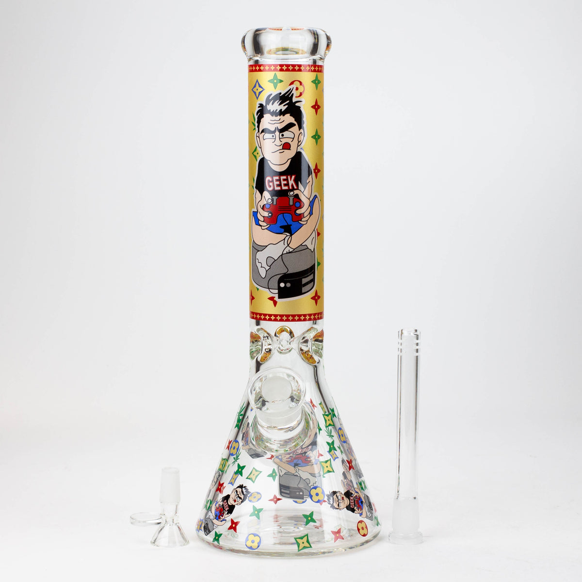 14" Dope Squad Cartoon Glass Bong Downstem & Bowl Piece