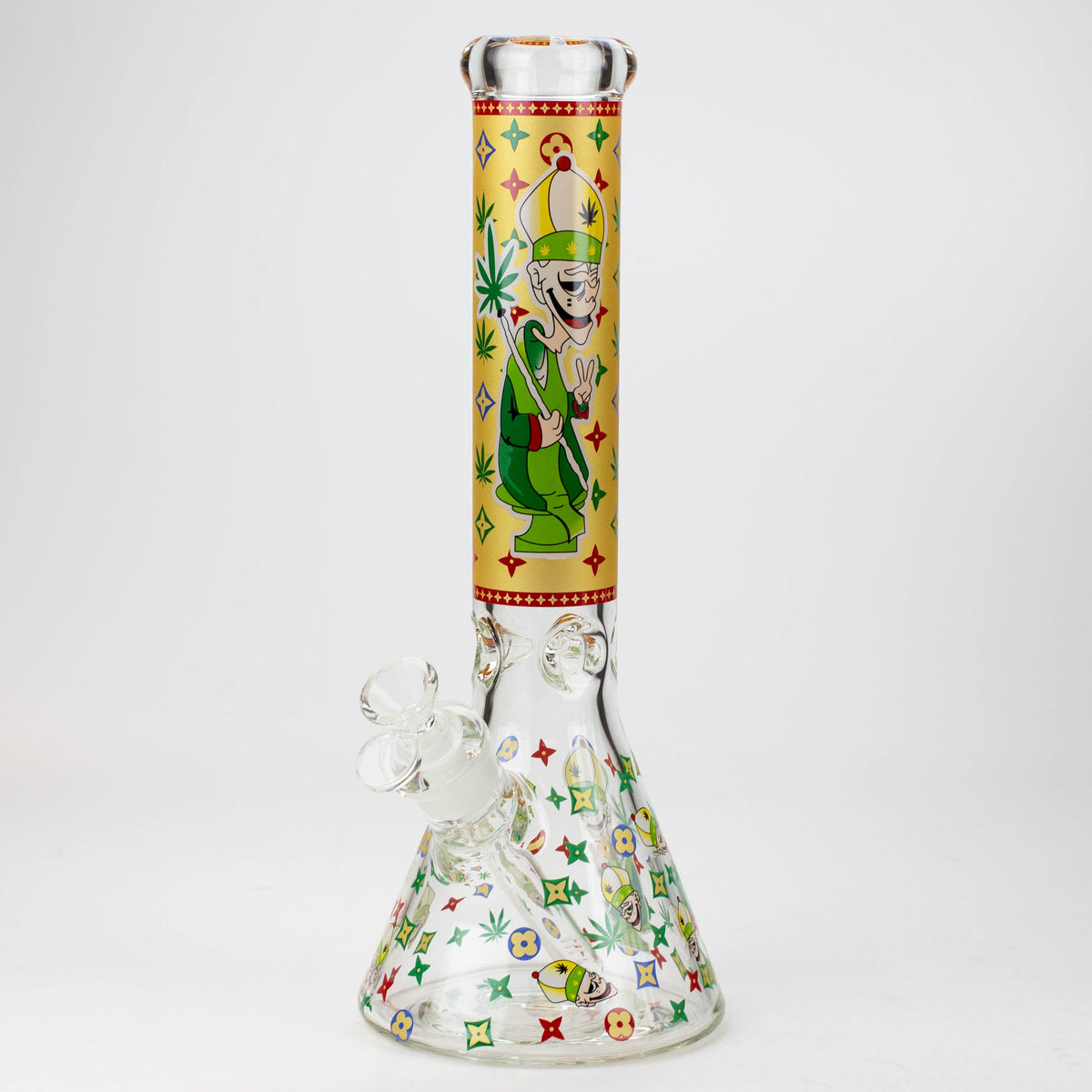 14" Dope Squad Cartoon Glass Bong 420 Pope