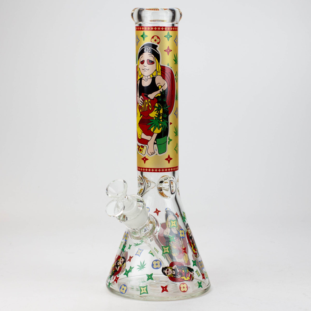 14" Dope Squad Cartoon Glass Bong Stoned Loser Design