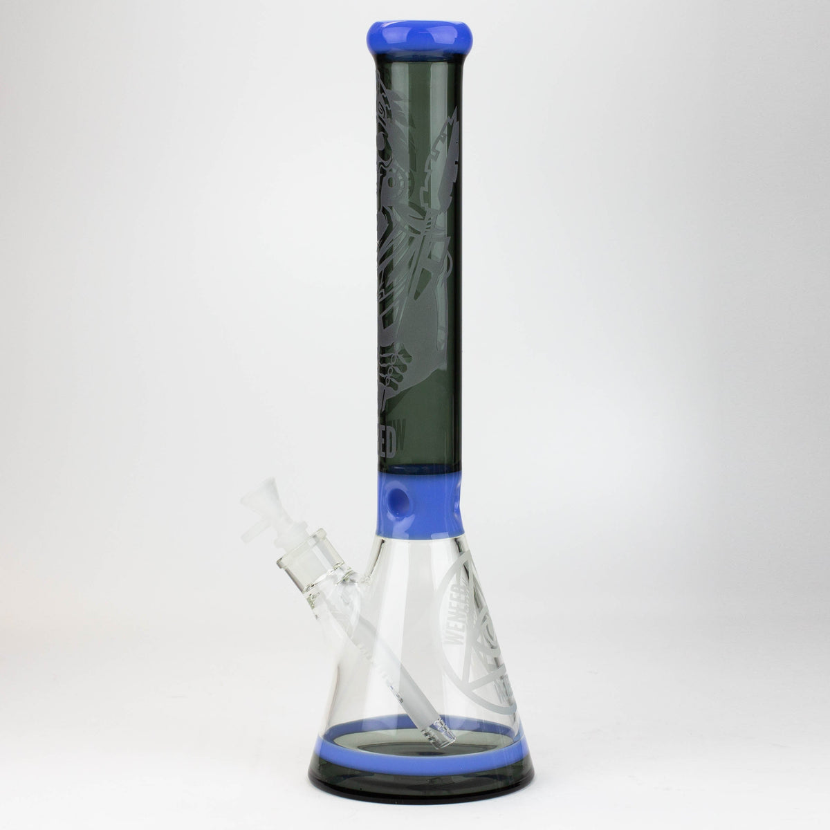 Side View of the WENEED 18 Inch Undead Warrior Blue Beaker Bong