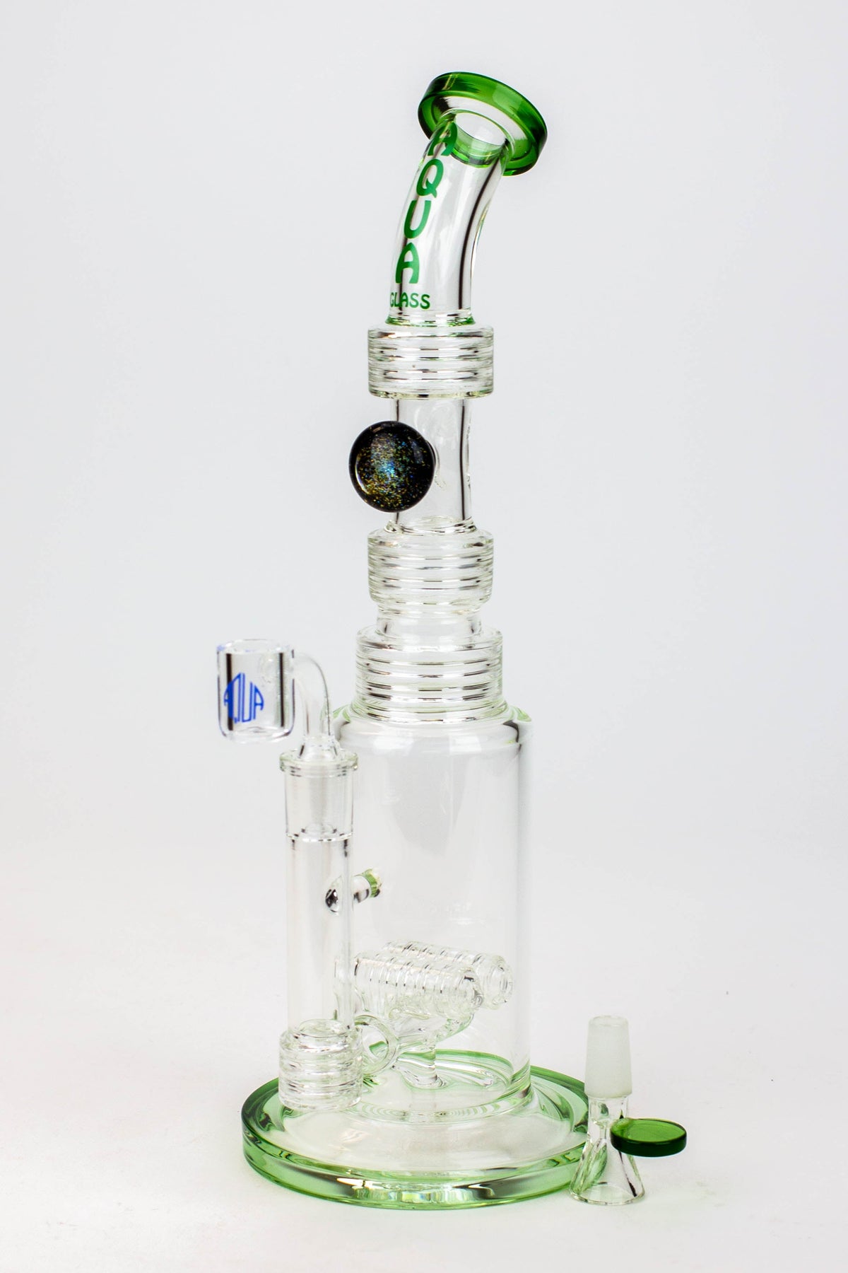 13" AQUA Glass - Dab Rig And Bong Hybrid Green