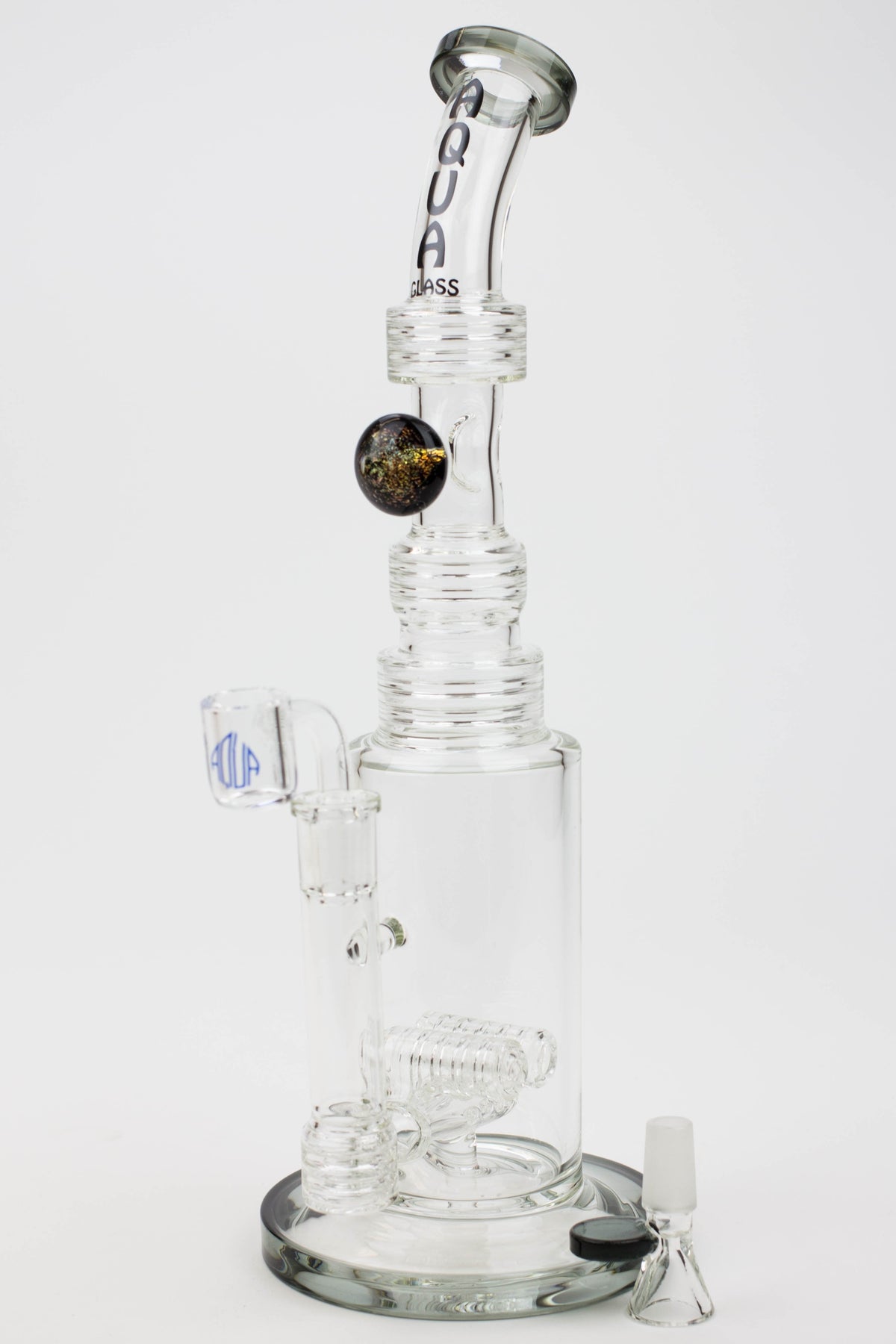 13" AQUA Glass - Dab Rig And Bong Hybrid Black