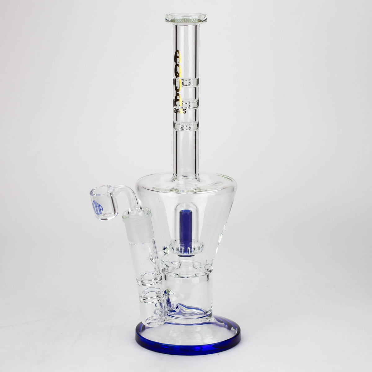 AQUA Glass Showerhead Perc Blue Dab Rig Hyrbid