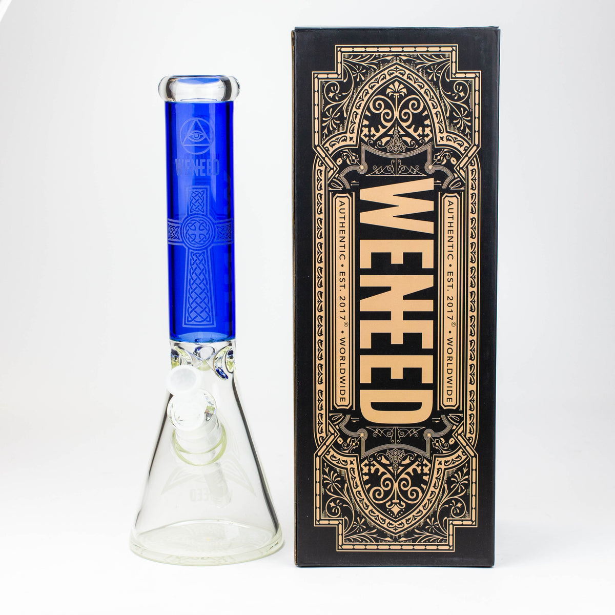 WENEED® -14" Diamond Crucifix Glass Beaker Bong with WENEED Packaging