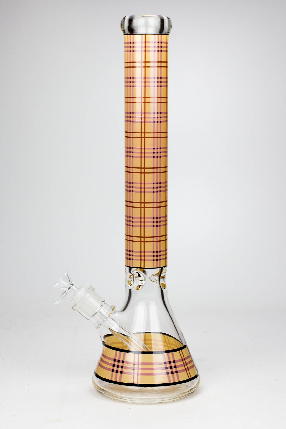 Side View of the Yellow 17.5 Inch Checkered Beaker Bong