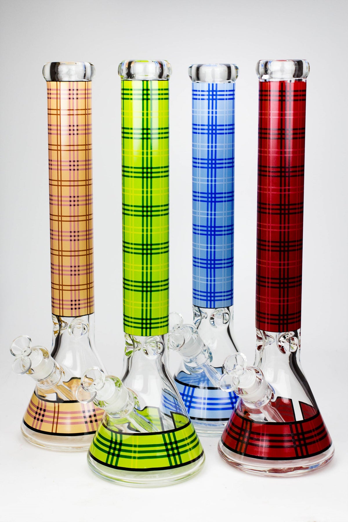 Four 17.5 Inch Checkered Beaker Bongs