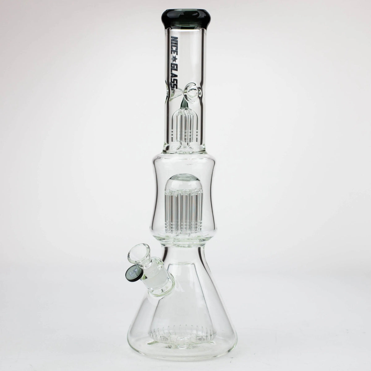 17 Inch Cone to Double Tree Perc Beaker Bong in Black by Nice Glass