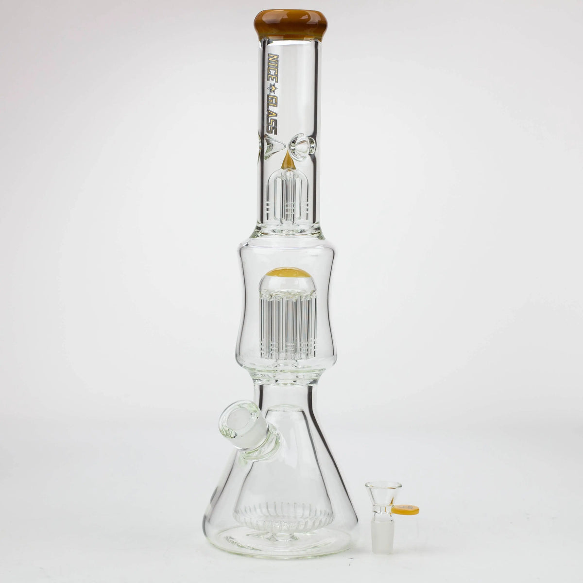 17 Inch Cone to Double Tree Perc Beaker Bong with Glass Bowl Piece by Nice Glass