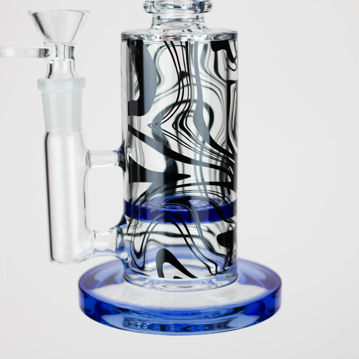 Glass Base with Swirly Black Design on the 8.5 Inch Cosmic Dust Glass Bong by WENEED