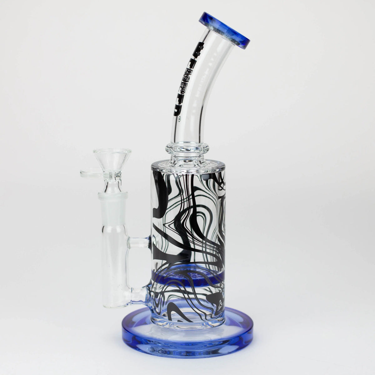 Side View of the blue 8.5 Inch Cosmic Dust Glass Bong by WENEED