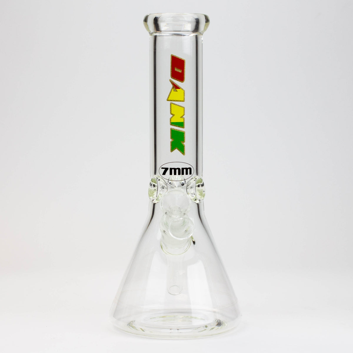 Front View of the 12 Inch Glass Pyramid Rasta Beaker Bong from DANK