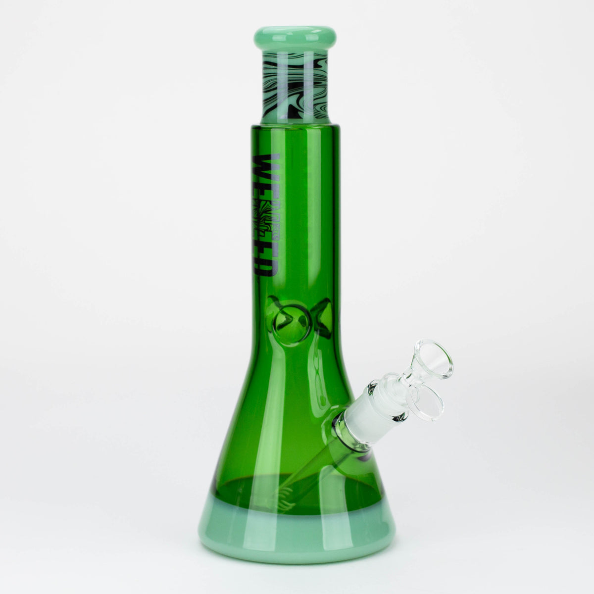 Side View of the 12" Dark Matter Water Bong in Green from WENEED Glass