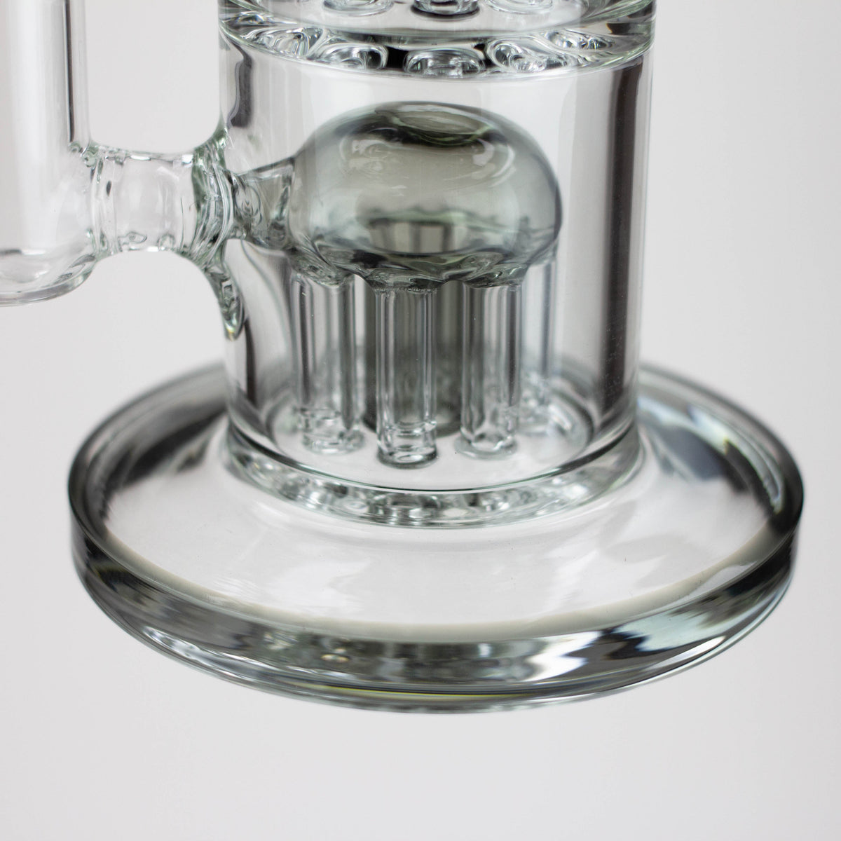 Base of the 10 Inch Dual 8-Arm Perc Mini Bubbler Bong