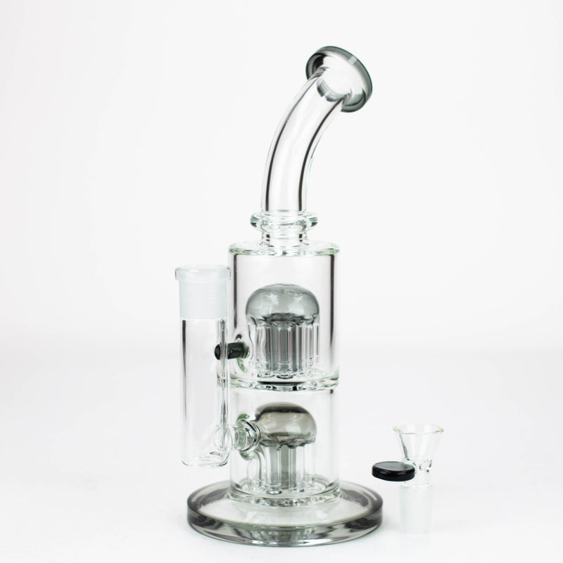 10 Inch Dual 8-Arm Perc Bubbler Bong with bowl piece