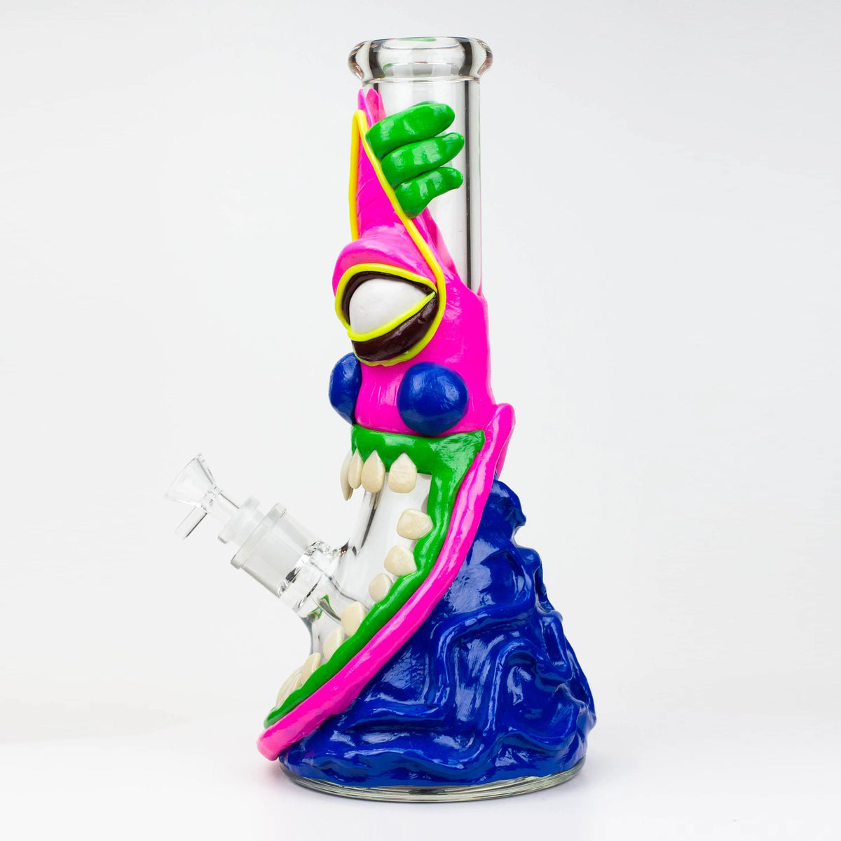 Side View of the blue Evil Clown Beaker Bong