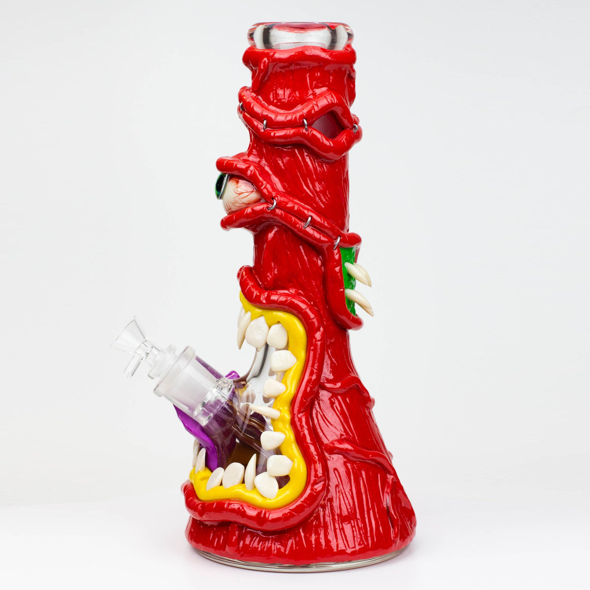 Side of the Faded Monster Bong in Red